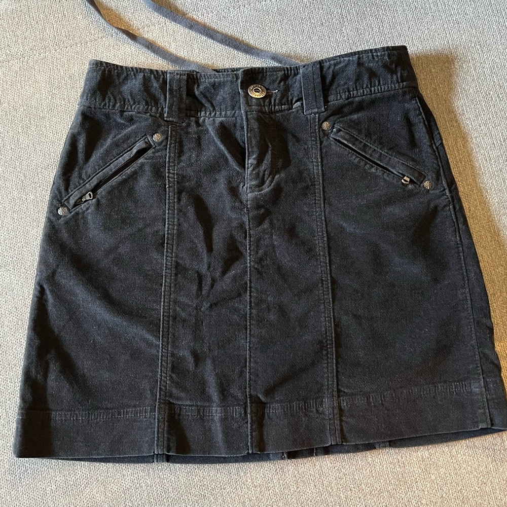 ATHLETA Flint Velvet Dark Grey Drawstring Mini Skirt